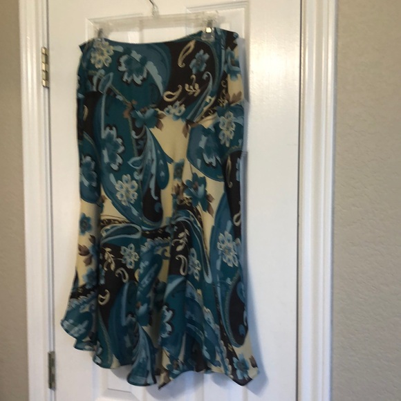 Teal and brown floral skirt - Picture 1 of 8